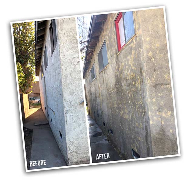 Before & After Picture of Wet Sandblasting Results